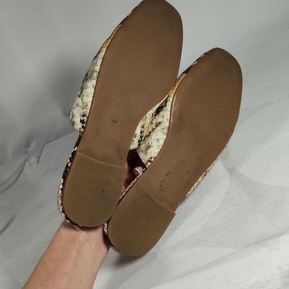 Madewell  Remi Colorful Reptile Snake Skin Embossed Leather Flats Mules 7 AB - Picture 8 of 8